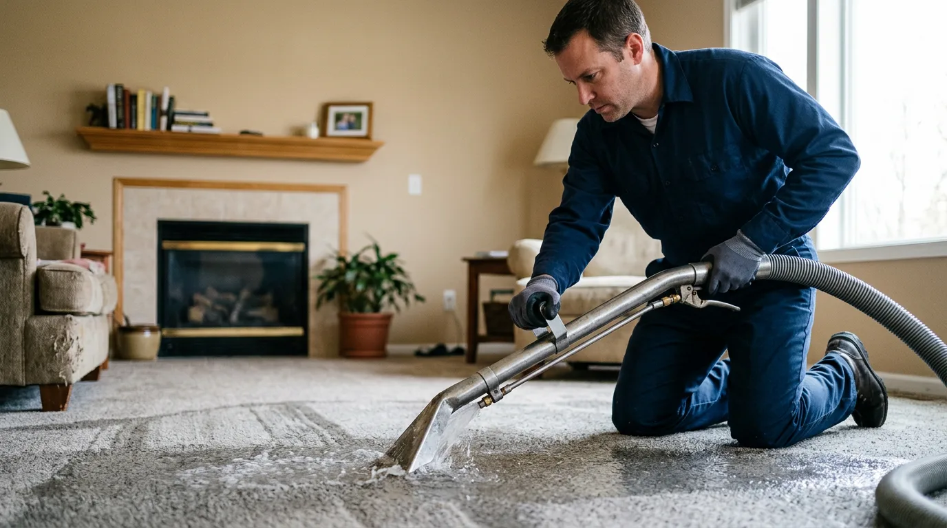 Water damage restoration technician working near Trilla, IL
